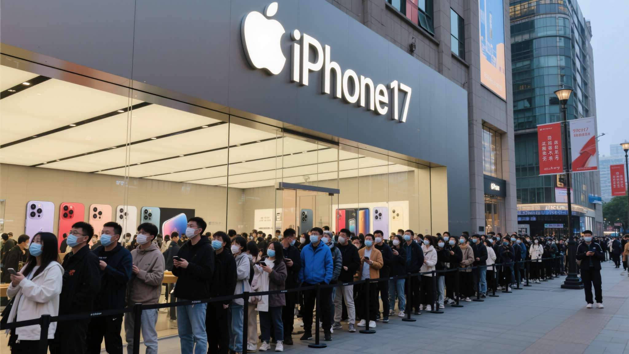以北京、上海等一线城市的苹果授权零售店为例，iPhone 17开售首周便出现明显